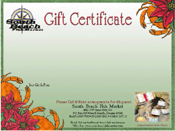South Beach Fish Market gift certificate