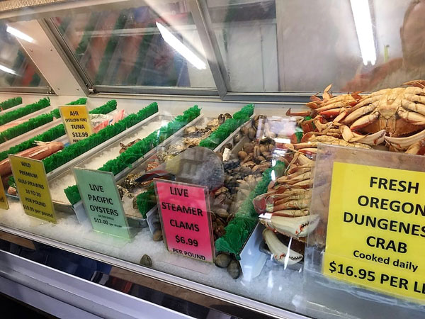 seafood for sale at the South Beach Fish Market